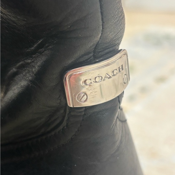 Coach Merriam Tall Black Leather Riding Boots Size 11B Knee High Zip Logo - Picture 3 of 13
